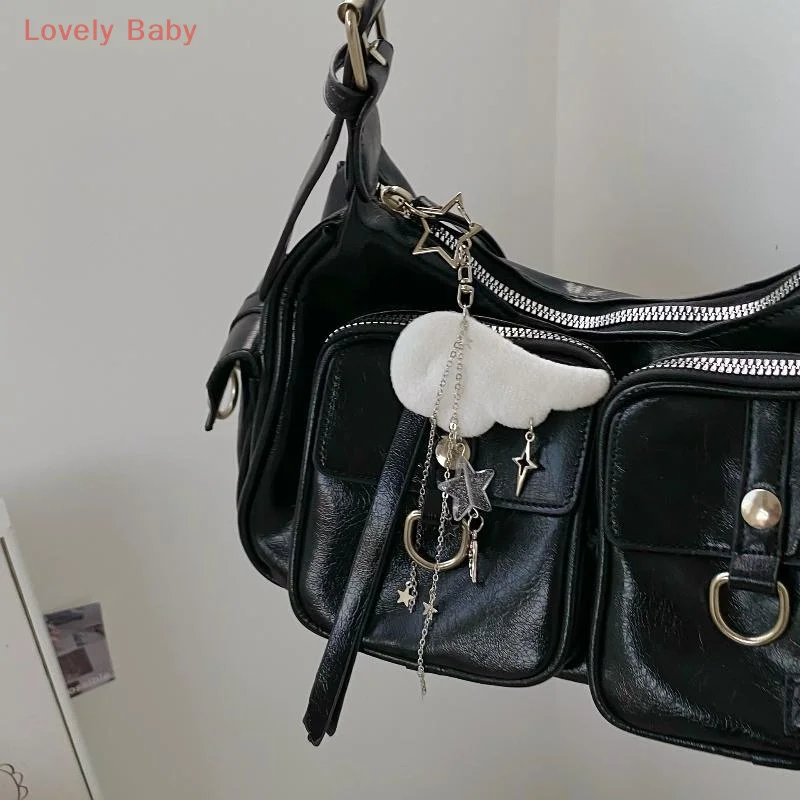 INS نمط الرجعية النسيج ستار سلسلة الجناح قلادة المفاتيح Y2K الملاك سلسلة هواتف المحمول حلية اكسسوارات الديكور الهدايا #3