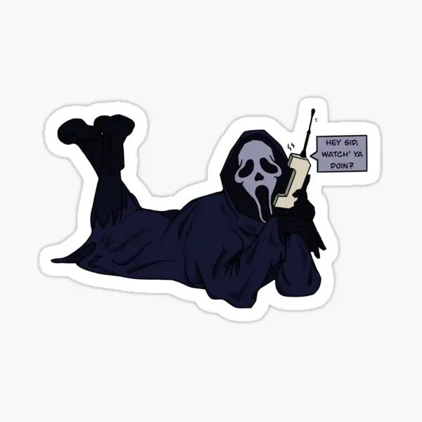 Ghostface Phone Call  5PCS Stickers for Window Wall Kid Room Art Living Room Water Bottles Home Luggage Decorations Car Decor