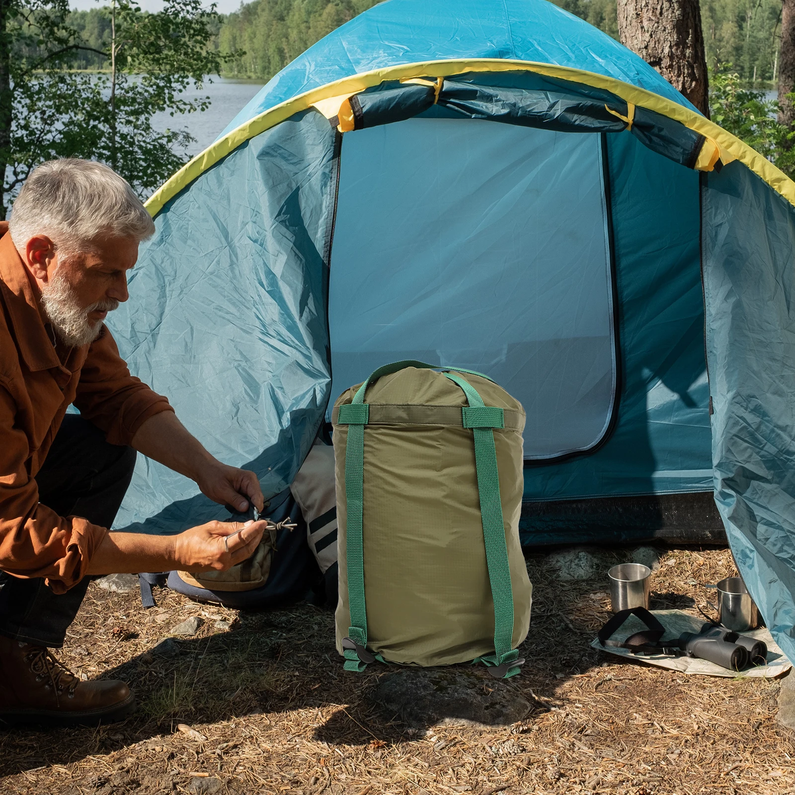 

Handheld Compression Bag Camping Rectangular Storage Small Lightweight Outdoor Sleeping Portable Hiking Backpacking