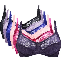 Bras For Women Lace Bra Femme Underwear Large Size Brassiere Noble Color See Through Sexy Lingerie BH Tops C D DD E F Cup