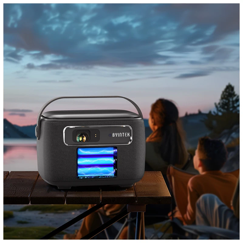 ZXY BYINTEK Fabric Patent Design Chargeable Projector R20 Virtual Reality Projector 750 ANSI  DLP Mini Projector With Handle
