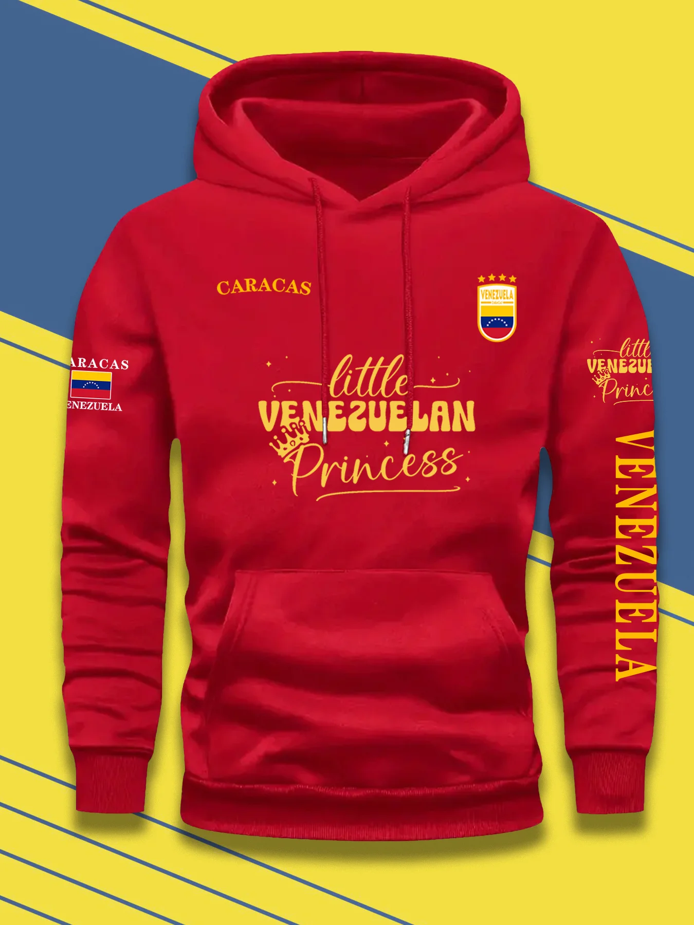 Unis Venezuela Flag Caracas Little Venezuelan Princess Print Hoodie Casual National Style Long Sleeve Pullover Sweatshirt