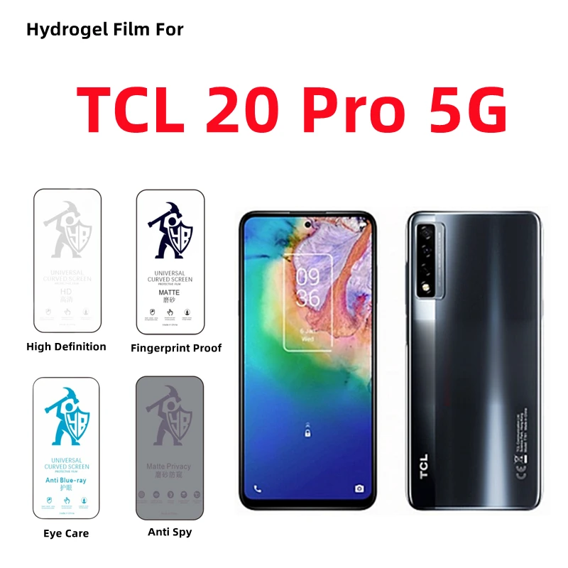 

2pcs HD Hydrogel Film For TCL 20 Pro 5G Matte Screen Protector For TCL 20 Pro 5G Privacy Matte Eye Care Full Cover Protection