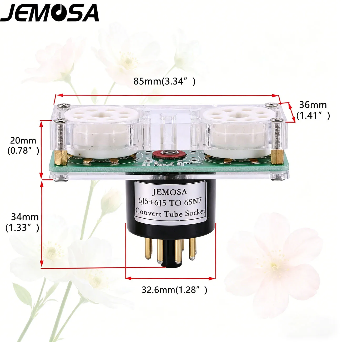 

1 шт. JEMOSA Переходник для лампового усилителя 6J5+6J5 на 6SN7, 8-контактный адаптер для лампового гнезда, DIY