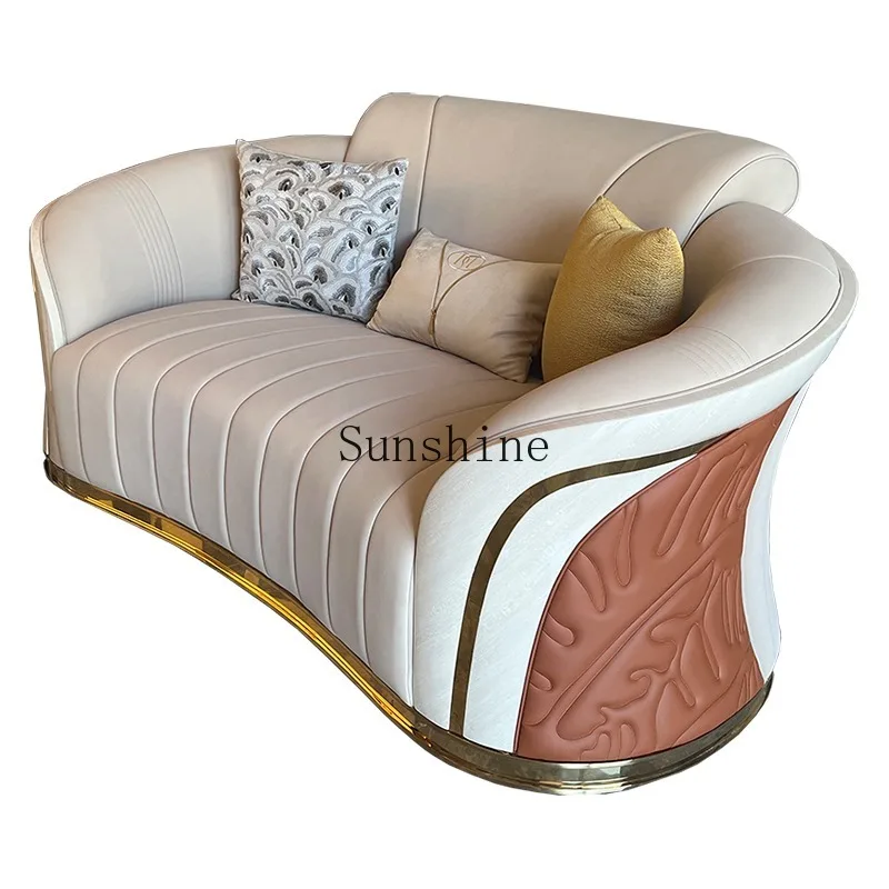 

Light luxury post-modern sofa villa living room 123 combination leather solid wood high-end