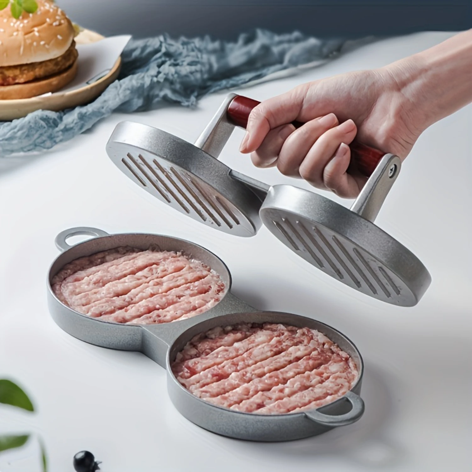 

"Easy-Clean" Stainless Steel Burger Press - Manual Meat & Cake Mold, Perfect For Grilling & Bbqs, Kitchen Essential