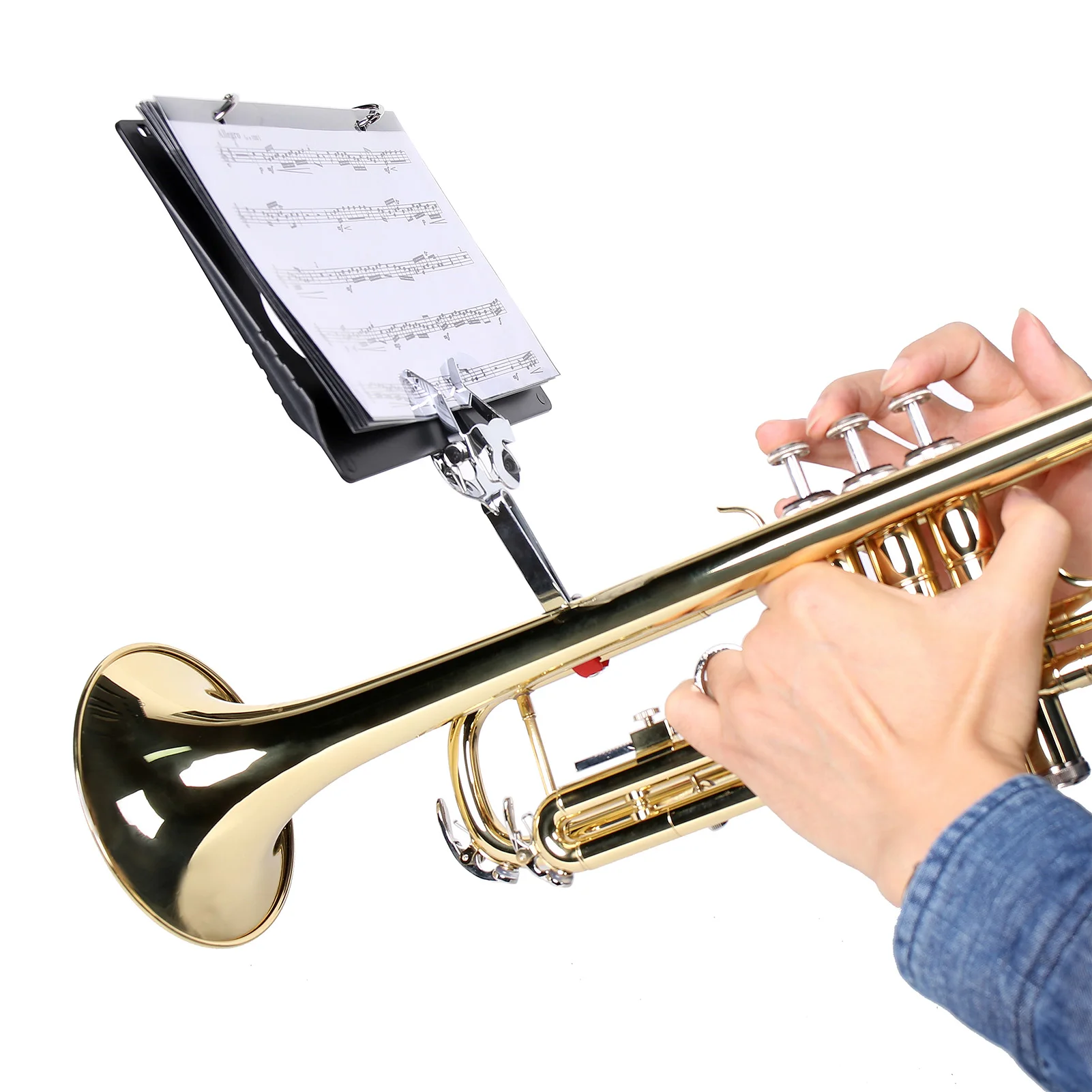 Music Sheets Holder with 5 Plastic Sheets Saxophone Clarinet Flute Trumpet Sheet Folder Lightweight Portable Music Stand