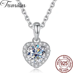 Trumium 1CT Moissanite Necklace for Women 925 Sterling Silver Heart Necklace Sparkling Birthday Wedding Jewelry with Certificate