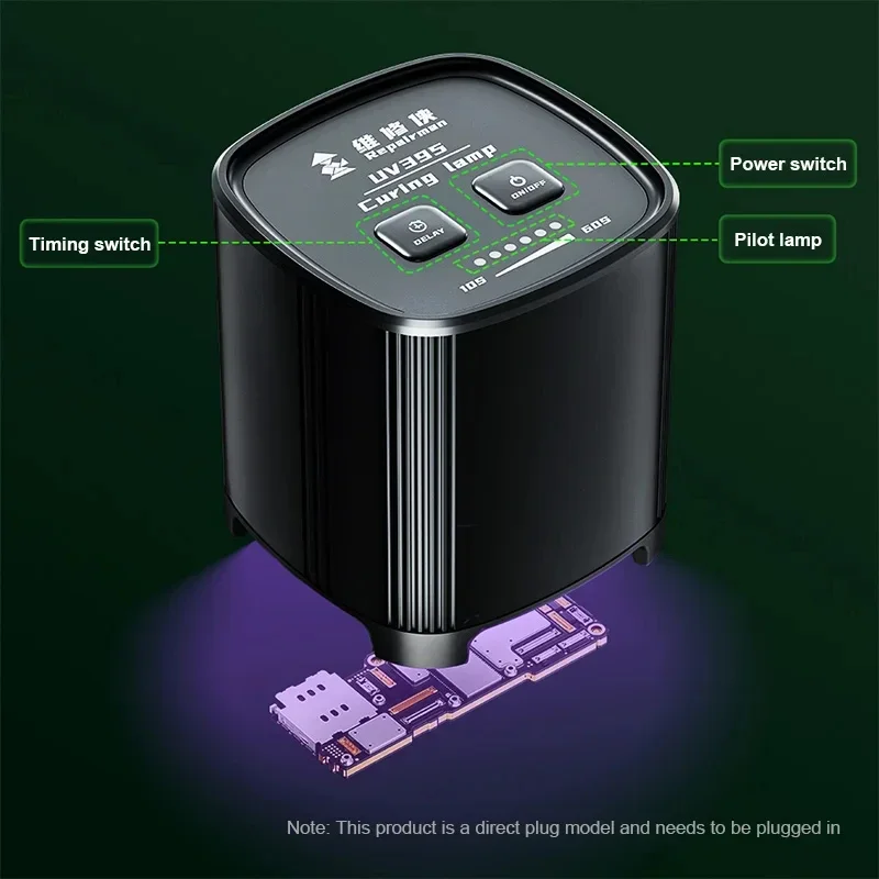 Repairman UV395 Intelligent LED UV Curing Lamp High Power Optical/Resin Adhesive Fast Curing Lamp Mobile Phone Repair Tool