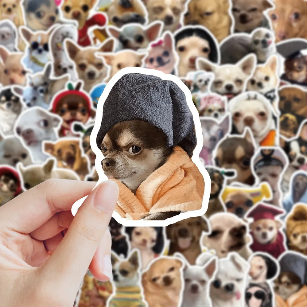 

80PCS Chihuahua Funny Meme Animal Stickers Cute Graffiti Decals Kids Toy for Refrigerator Guitar Diary Scrapbook Water Cup