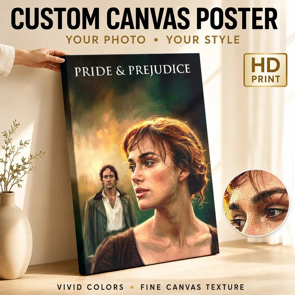 Pride & Prejudice Movie Canvas Poster Personalized Photo Vintage Movie Wall Art for Man Cave Decor Ready to Hang Gift for Fans