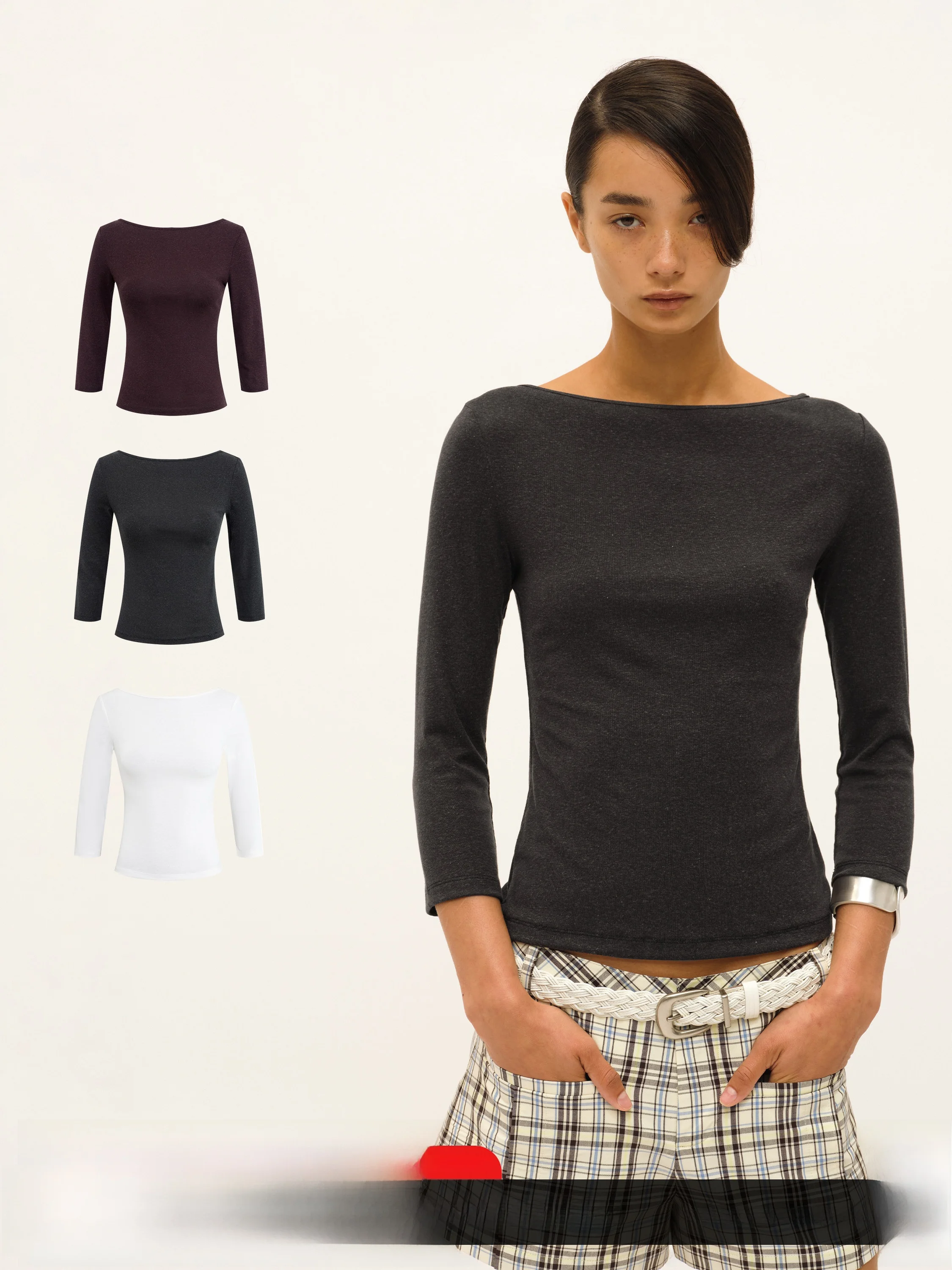 

SMIIILE Women's Rigid Linen Blend T-irt White f Sve Boat Ne Top Commute Sle Pure Color Summer Thin Fabric irt