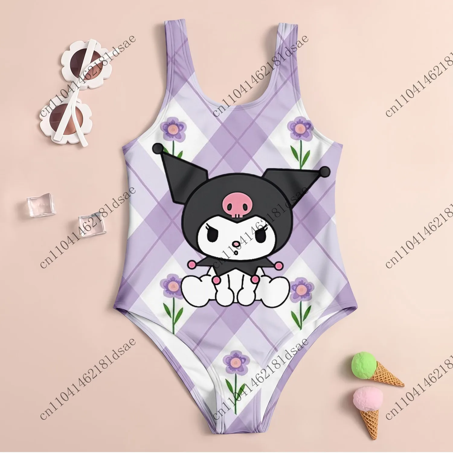 ملابس سباحة مطبوعة ثلاثية الأبعاد سانريو كورومي للسباحة على شاطئ البحر والرياضات الخارجية والمنزل من ألياف البوليستر قابلة للتنفس للأطفال البالغين والنساء اللطيفة #1