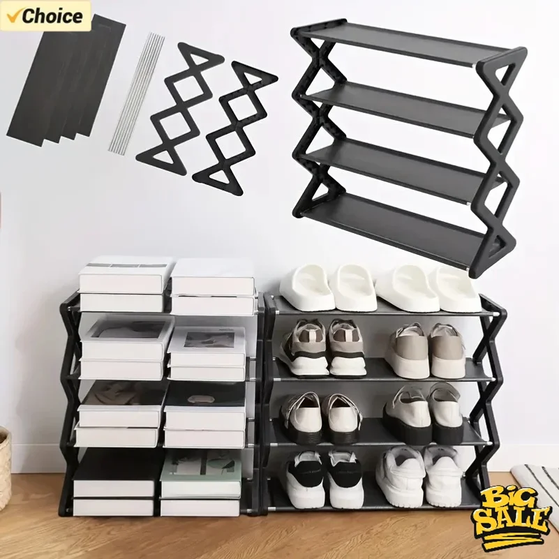 4Layer X-Type Multi Layered and Space Saving Shoe Rack,Solid Color Simple Home Assembly Shoe Rack,Suitable for Porch,Living Room