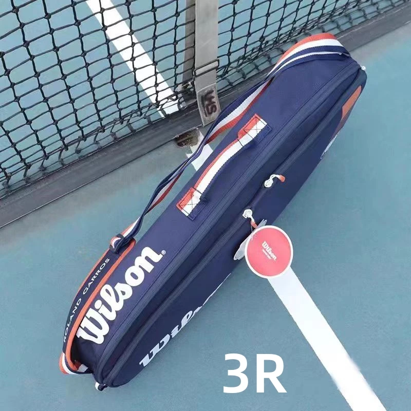 Wilson Roland Garros - Tennis bag with Tour Team 3/6 PK design, lightweight tennis racket bag, navy blue, shoe bag