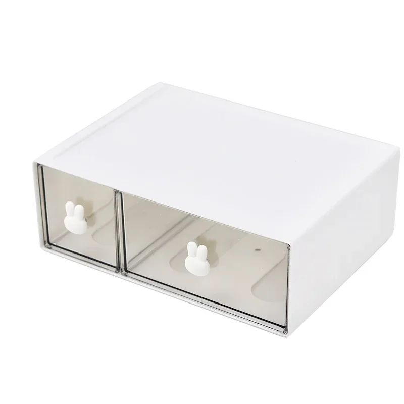 Desktop Storage Box Organizer Transparent Drawer Free Combination Plastic Desk Makeup Cosmetic Storage Organizer Box Rack Kawaii