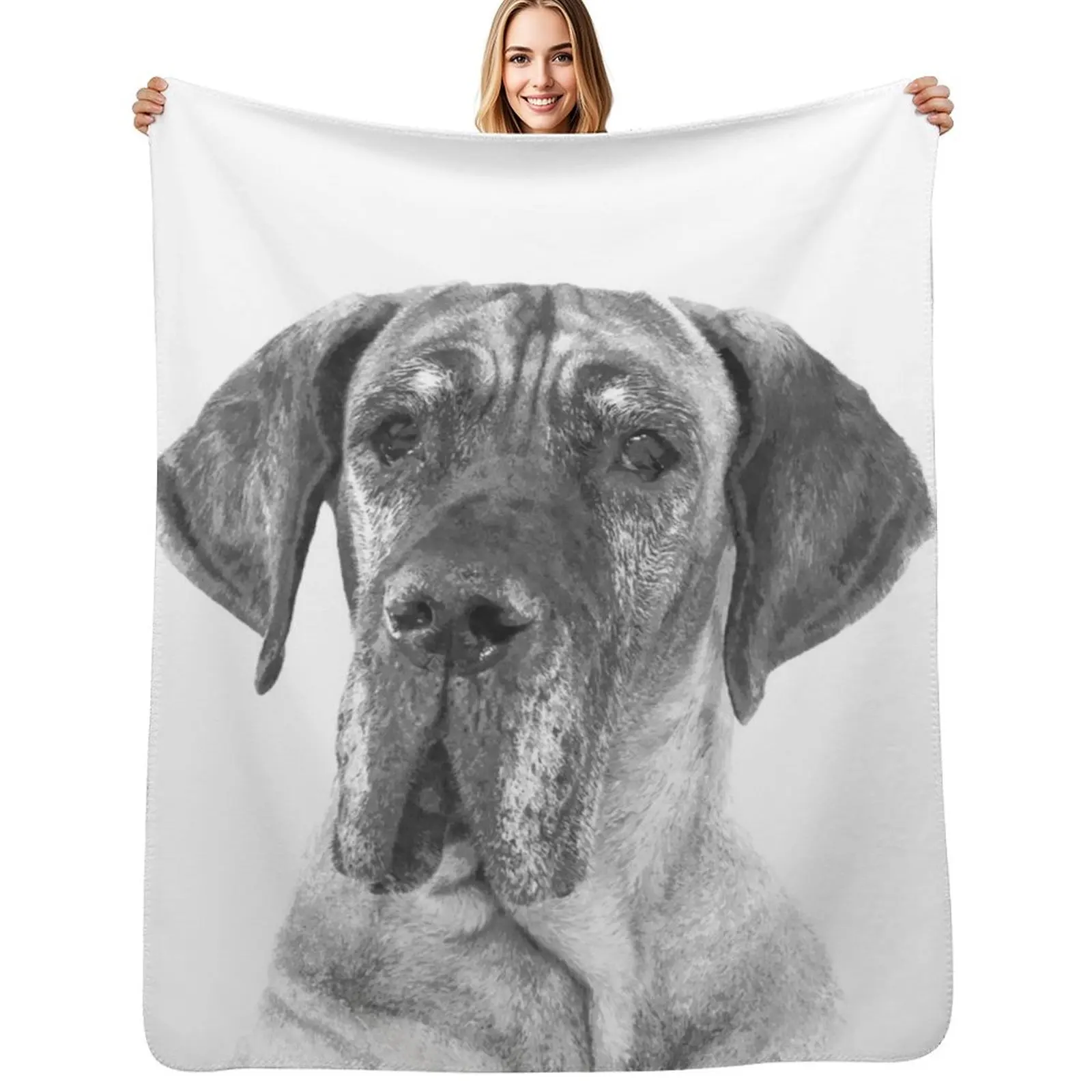 

Black and White Great Dane Throw Blanket Foldable Soft Warm Blanket for Outdoor Use