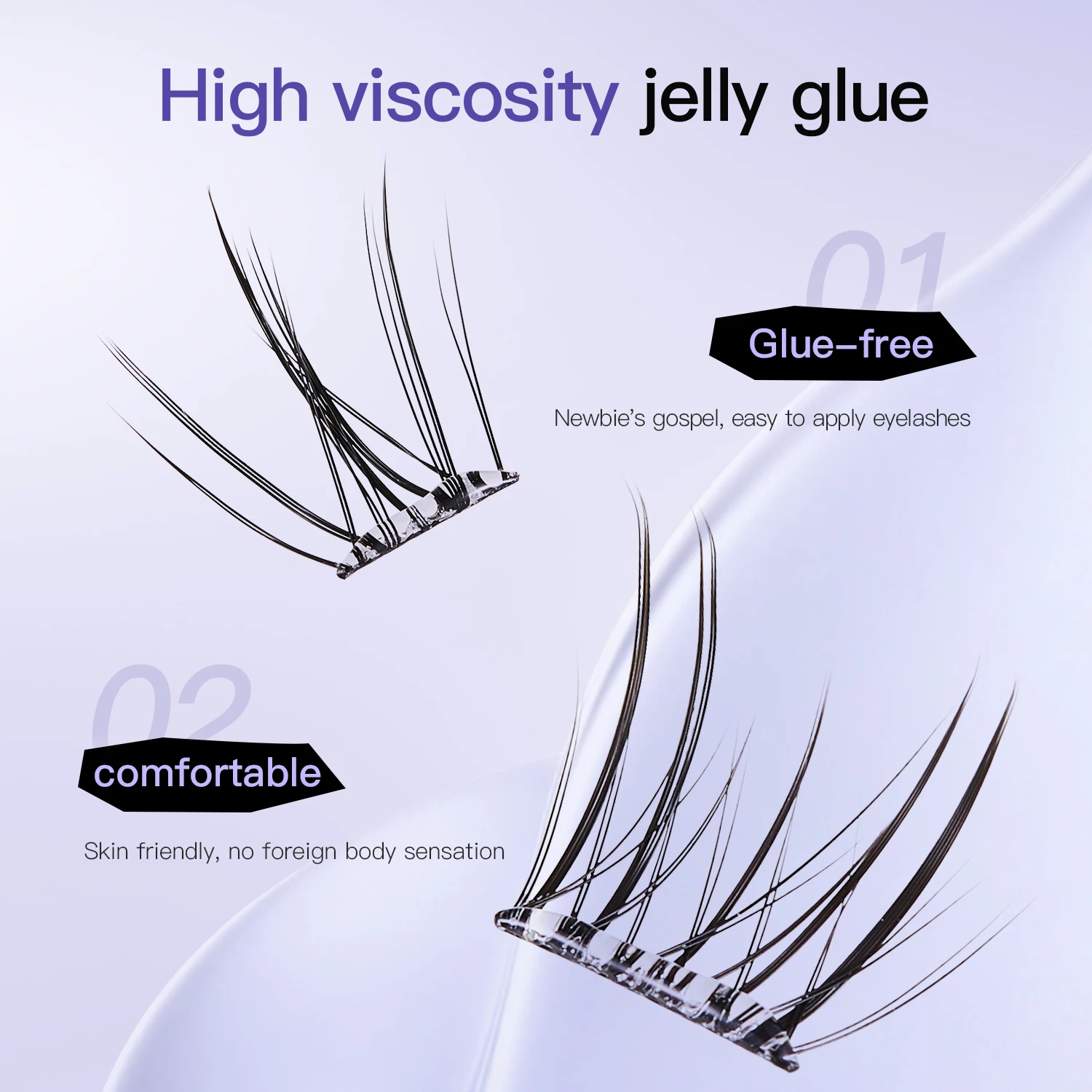 10 fileiras de cílios postiços fofos sem cola, faça você mesmo, autoadesivos, segmentados, grossos, naturais, fácil aplicação, ampliar os olhos