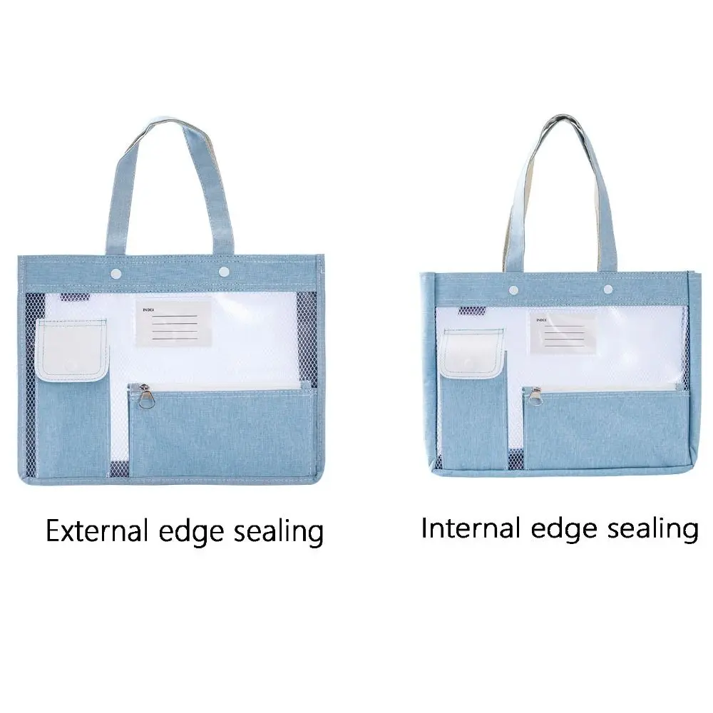 Bolsa de almacenamiento de papelería de gran capacidad, bolso plegable de Color caramelo para clase de estudiante, bolso de mano, bolsa de archivo de malla para oficina