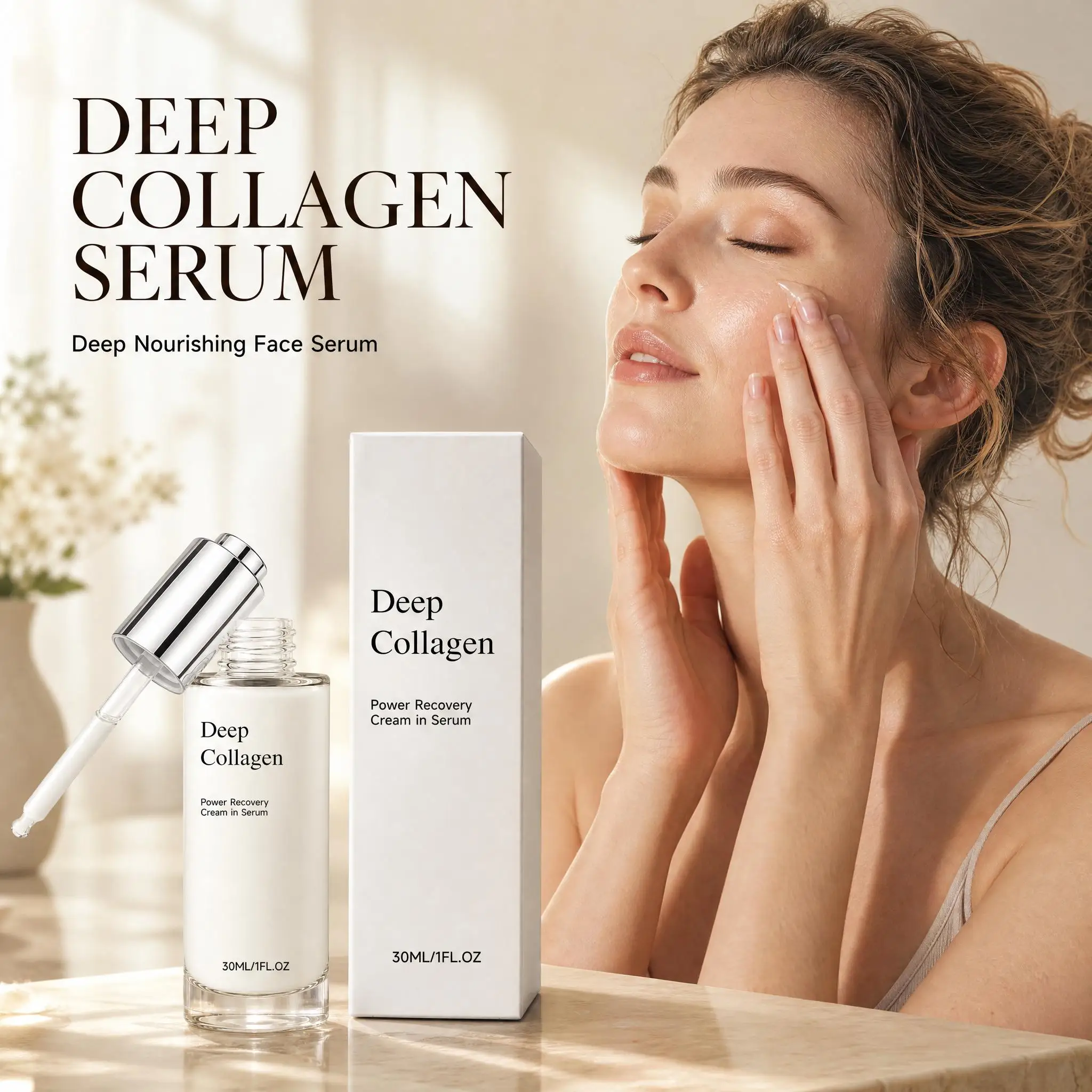 Deep Collagen Power Boosting Serum With Hyaluronic Acid For Smooth Faical Fine Lines Deep Lock Moisture Firm Skin Skincare Serum