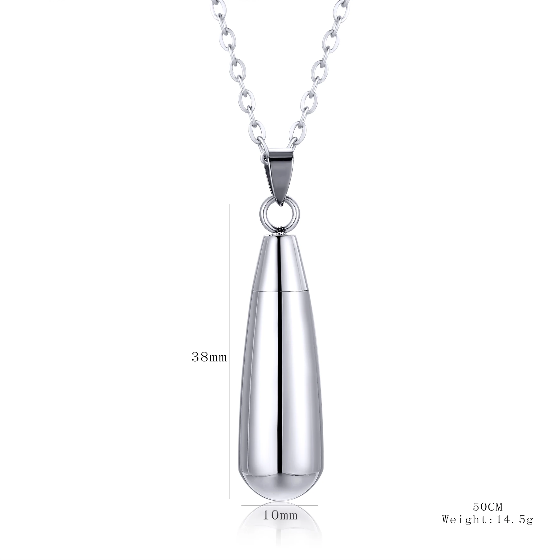 Tropfenförmige Urne für die Asche für Frauen, Edelstahl-Anhänger-Halskette, Gedenk-Andenken, Geschenk – Detail 7