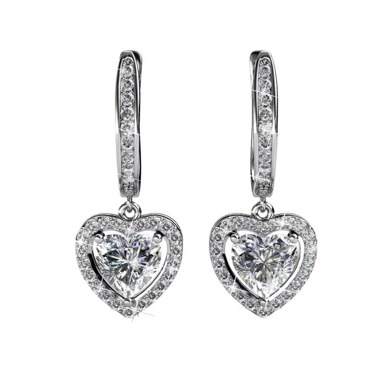 

Daisini, серебро 925, подвеска в форме сердца, висячие серьги с кристаллами Сваровски для женщин, женские серьги-капли со стразами, ювелирные изделия