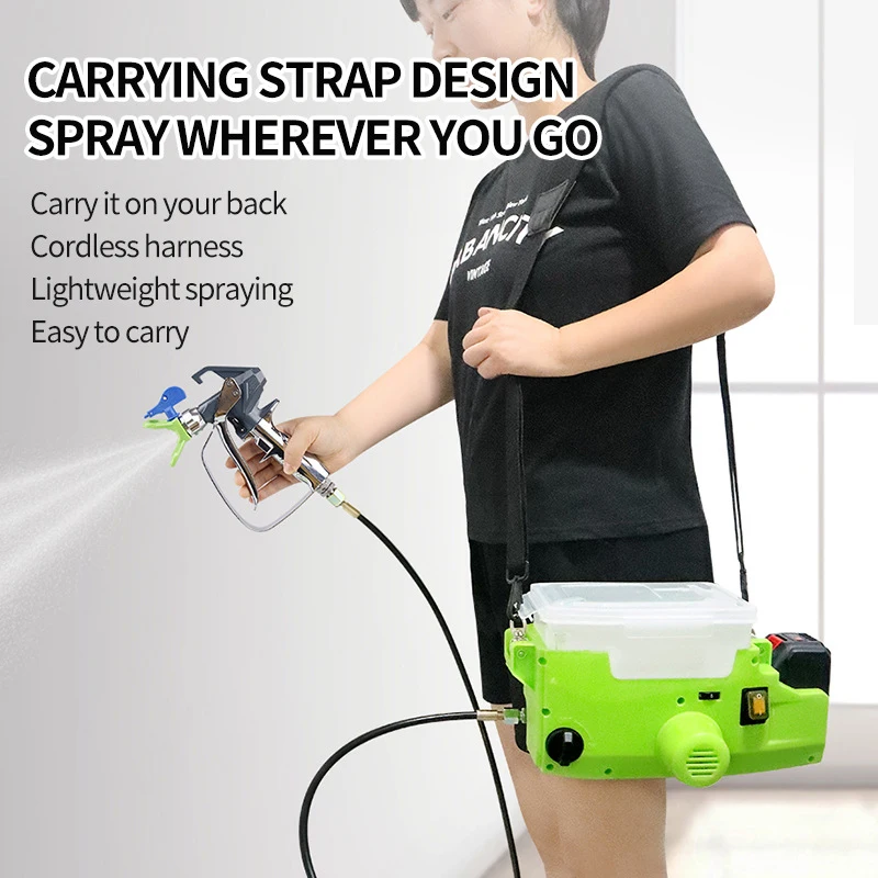 Verfspuit Latex Verfrugzak Handheld Airless Spuit Lithiumbatterij Handige Plunger Spray Paint Machine Wandoppervlak