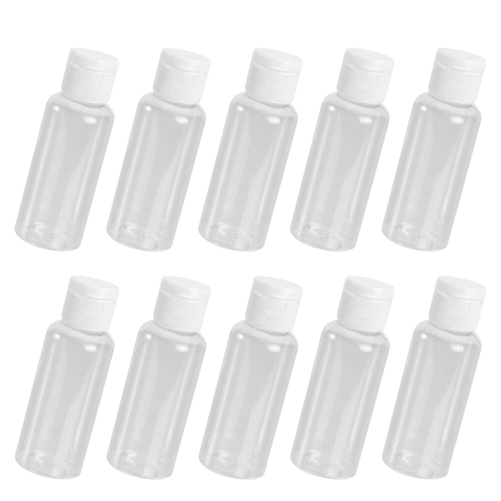 

10Pcs 50ml Empty Plastic Sample Bottle Container Jar Pot Vial with Lid Perfect for Emollient Water Shower Gel Emulsion (Caps for