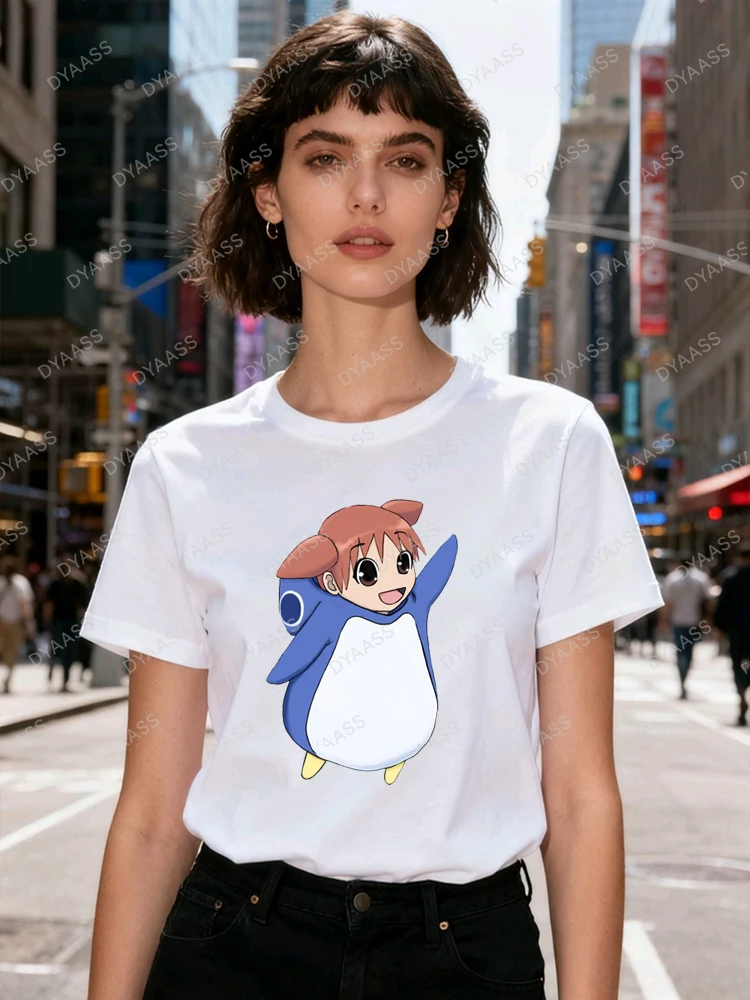 

Милая футболка из чистого хлопка с пингвином японского аниме Azumanga Daioh Chiyo Mihama, уличная хлопковая одежда с короткими рукавами