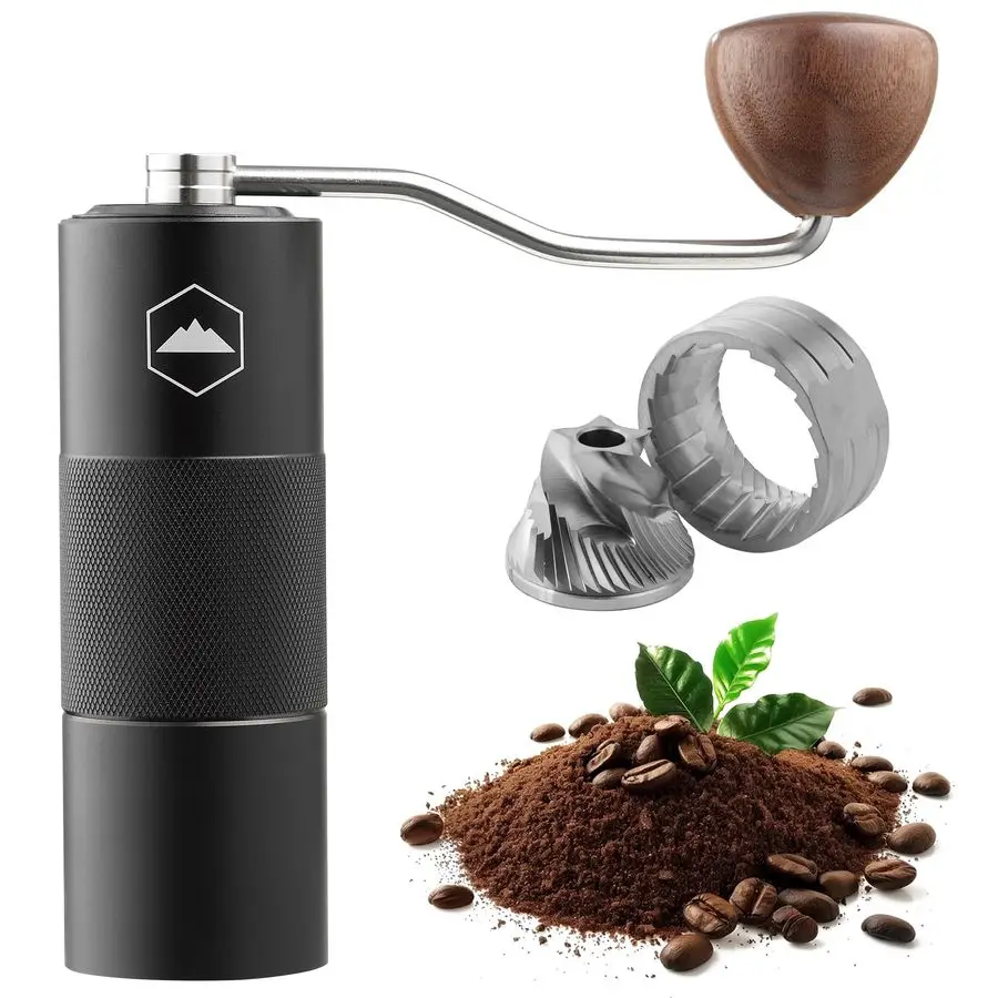 

Manual Coffee Grinder Portable Hand Crank with Real Wood Knob amp Stainless Steel Burr Adjustable Grind Indoors or Outdoors Home