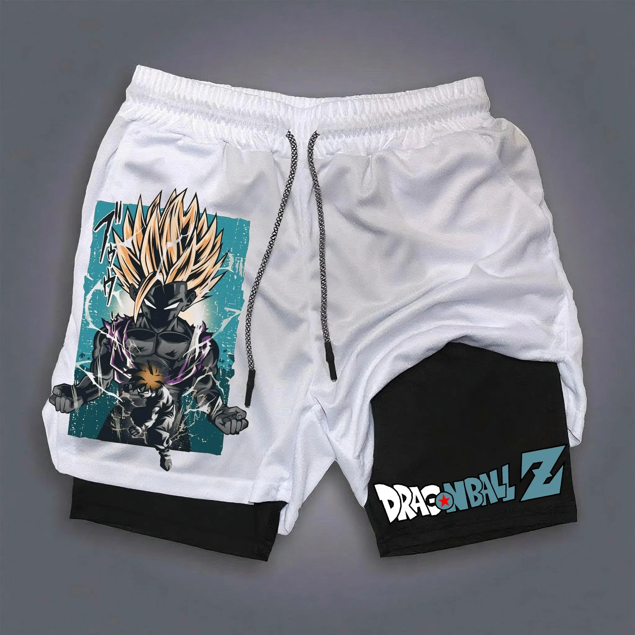 

Dragon Ball Peripheral Printing Double-layer Shorts GOKU American Sports Comfortable Fashion Summer Men's Loose Breathable Pants
