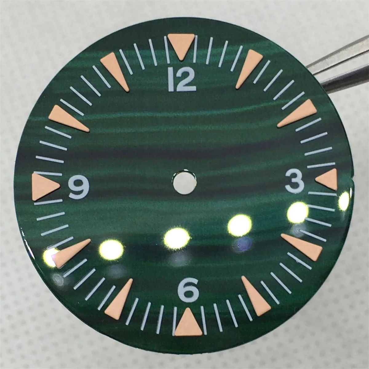 Циферблат NH35, 32 мм, зеленый глянцевый, C3, зеленый, светящийся, подходит для механизма NH35A NH36