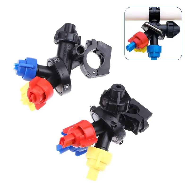 3 Heads Spray Tube Fittings Pipe Clamp Adjustable Sector Prevent Dripping Garden Watering Agricultural Sprayer Connect Tool