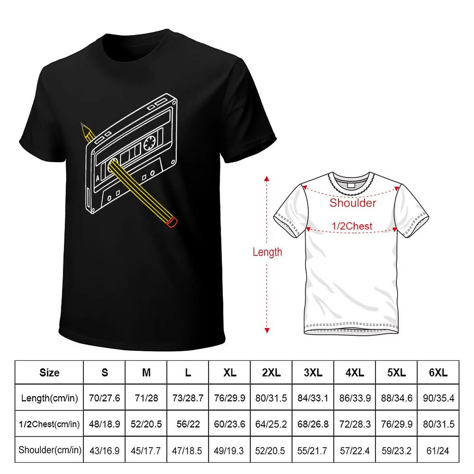 Rewind audio cassette with pencil T-Shirt Sporty Casual Quick Dry T-Shirt