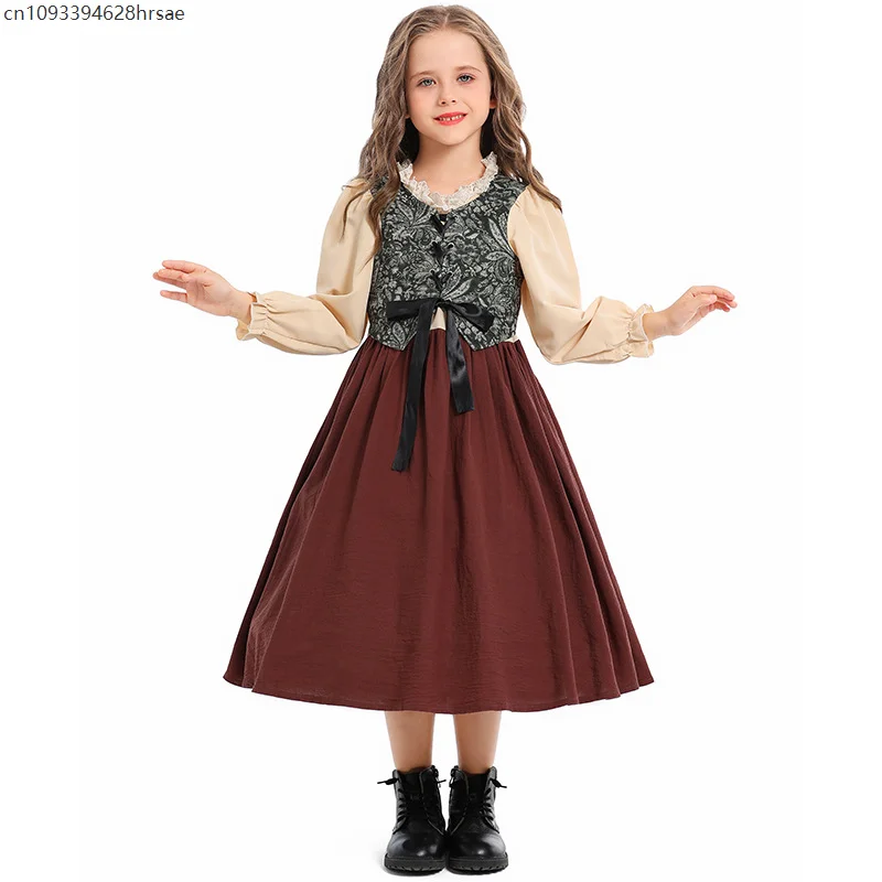 

Girl's Renaissance Dress Medieval Village Costume Kids Renaissance Faire Fancy Dress Halloween Carnival Party Costume