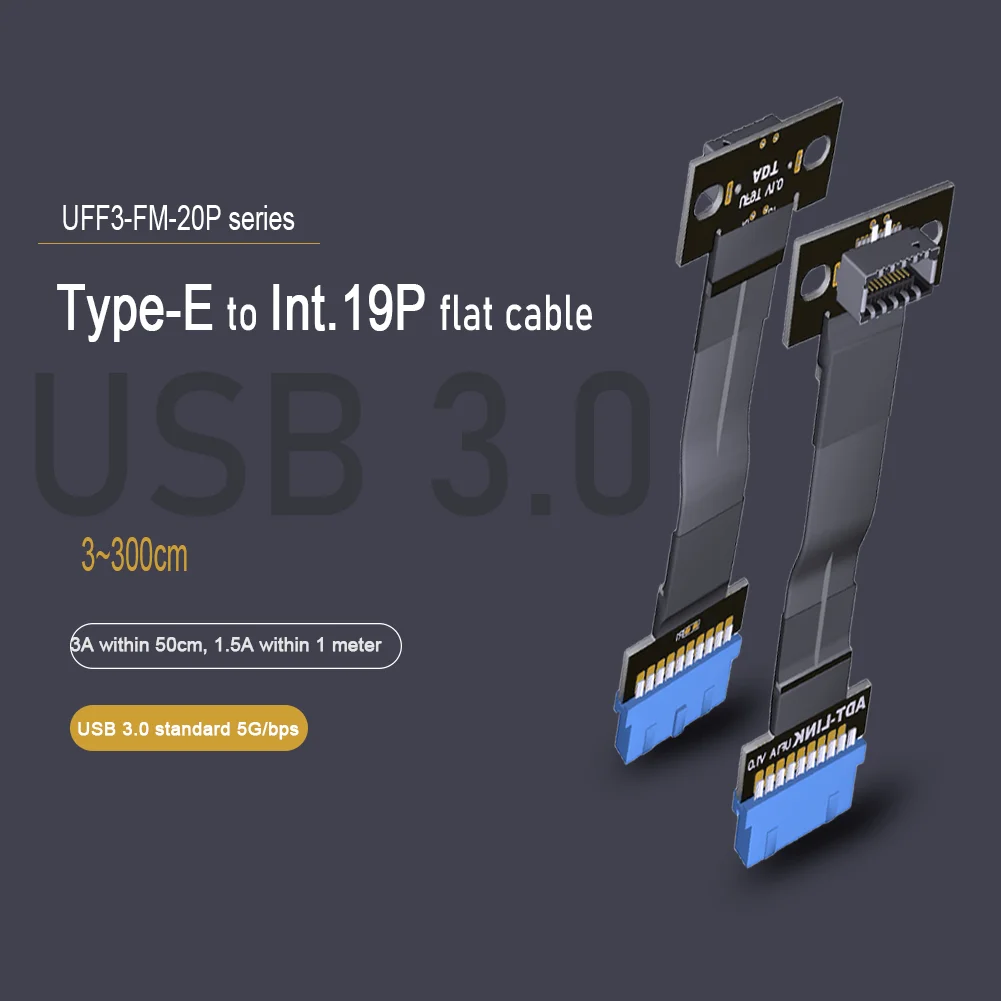 USB 3.0 Internal Header Adapter 20Pin to 19Pin Converter Cable USB 3.1/3.2 Type C Front Type E Riser for PC Motherboard