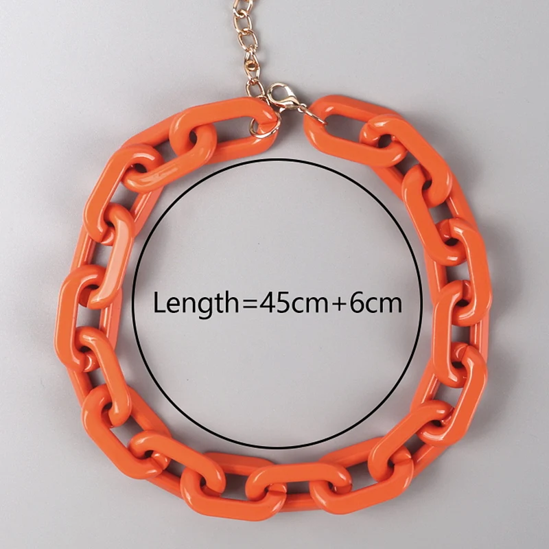 Punk Neon Color Acrylic Chunky Chain Necklace for Women Hip Hop Big Link Chain Orange Blue Pink Green Necklace Women’s Jewelry