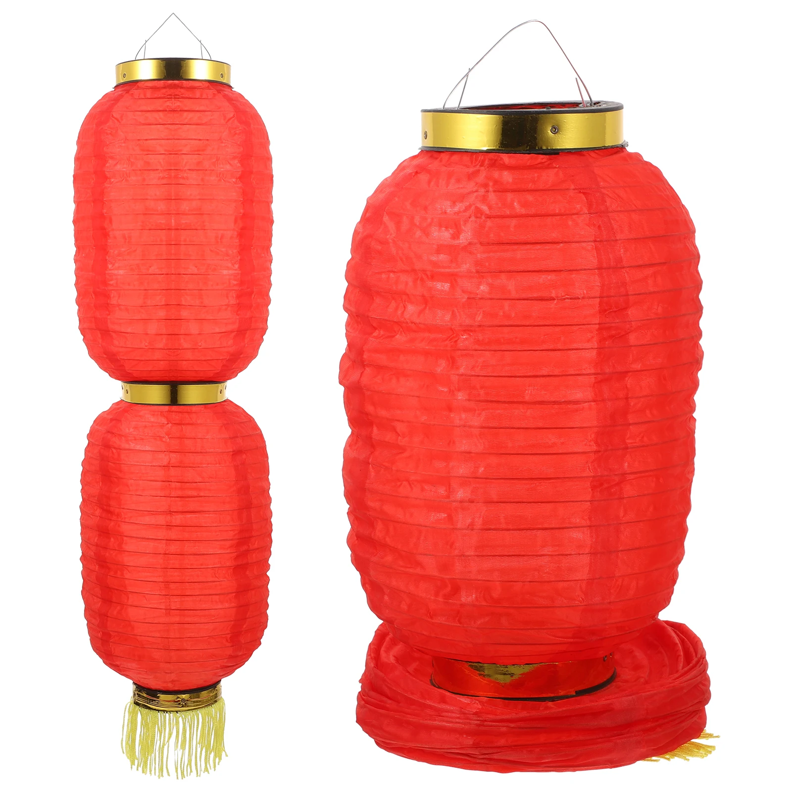

2 Strings Waterproof Advertising Lanterns Durable Silk Cloth Traditional New Year Decorations Outdoor Garden Pendant Festive Red