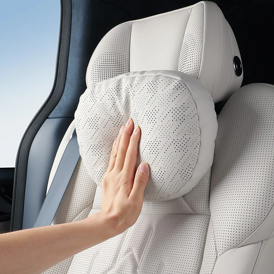 Breathable NAPPA Leather Car Neck Pillow Headrest Seat Cushion Luxury Non-slip Waist Support Pad Pillow For ZEEKR 009 007 7X MIX