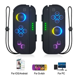 Joy Pad para Nintendo Switch/Led Lite Joystick inalámbrico RGB, controlador de mando, soporte de agarre, función de despertador y Turbo, 6 ejes