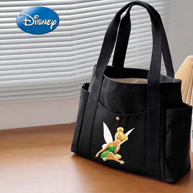 

Disney Tinkerbell Casual Women's Bag Large Capacity Shopping Bag Canvas Shoulder Bag Cartoon Tote Bags School Women's Hangbag