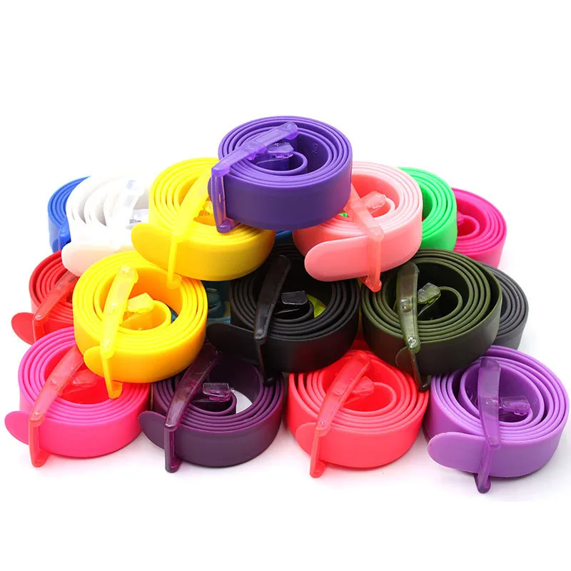 3.5x116cm High Quality Silicone Belt For Men And Women Universal Plastic Buckle Candy Colored Belt