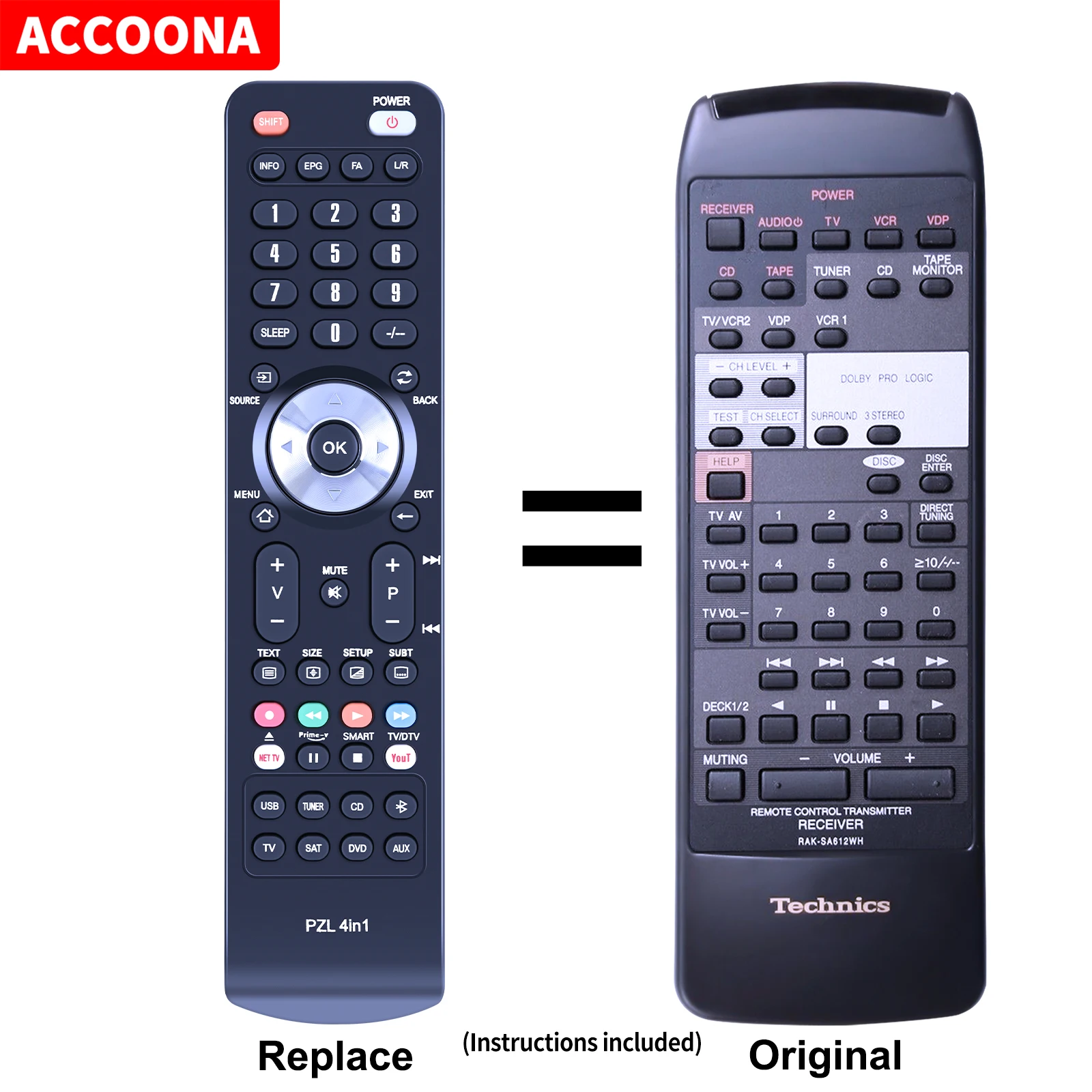 Remote control RAK-SA612WH EUR643852 for Technics SADX300 SA-EX100 SA- SA-EX300 EX500 EX700