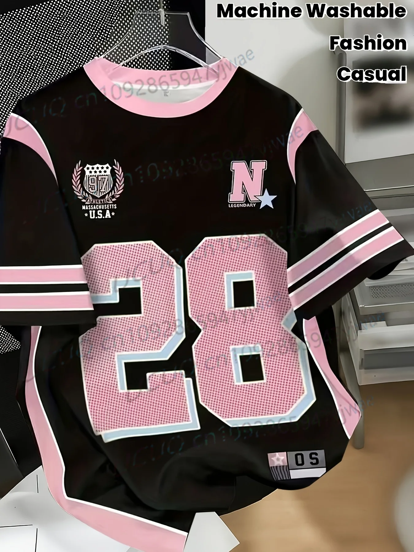 Summer Women Men No. 28 Personality American Jersey Casual Digital Print T Shirt Black Pink Short Sleeve Streetwear Beach Tshirt