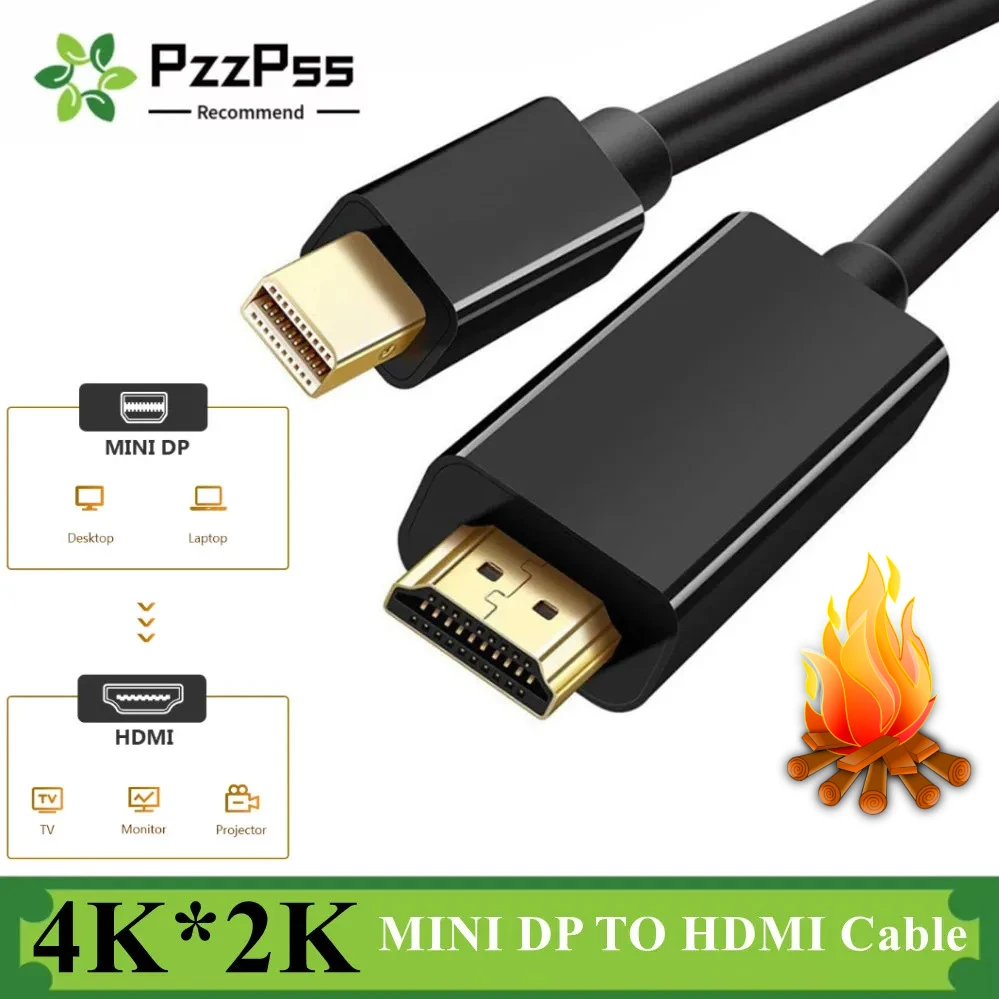 4k Mini DP to HDMI-compatible Cable Adapter for MacBook Pro Air Mini DisplayPort Thunderbolt to HDMI-compatible Converter Cable
