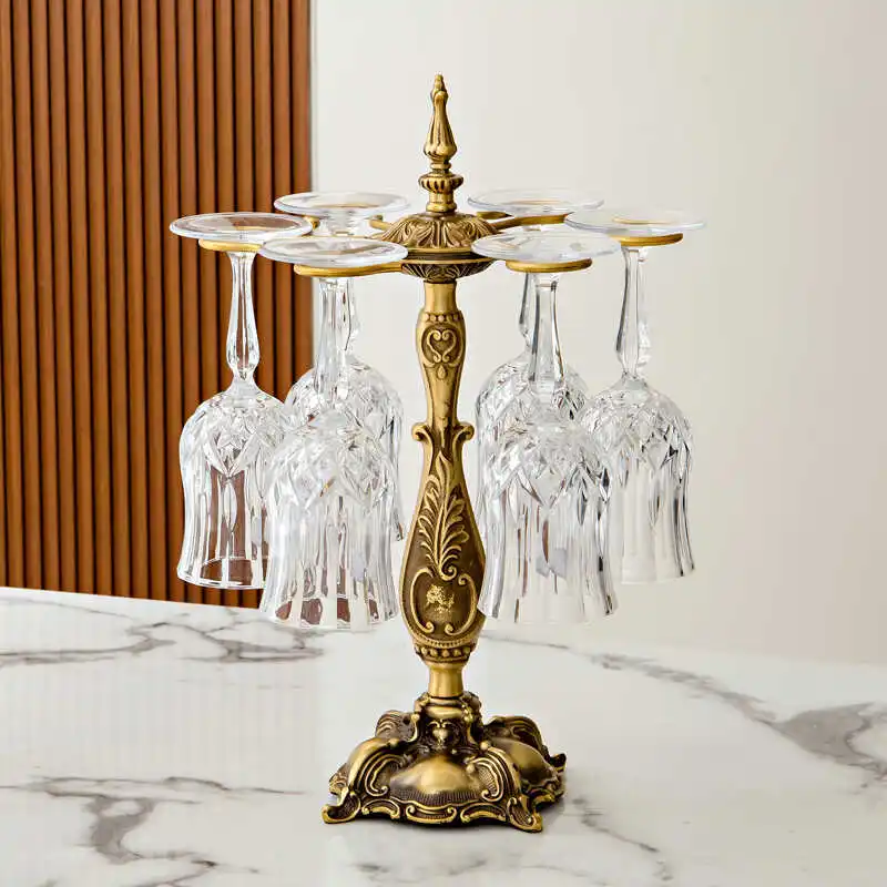 Retro Red Wine Glass Rack Upside Down Household High-end Wine Goblet Rack Ornament Wine Cabinet Decoration