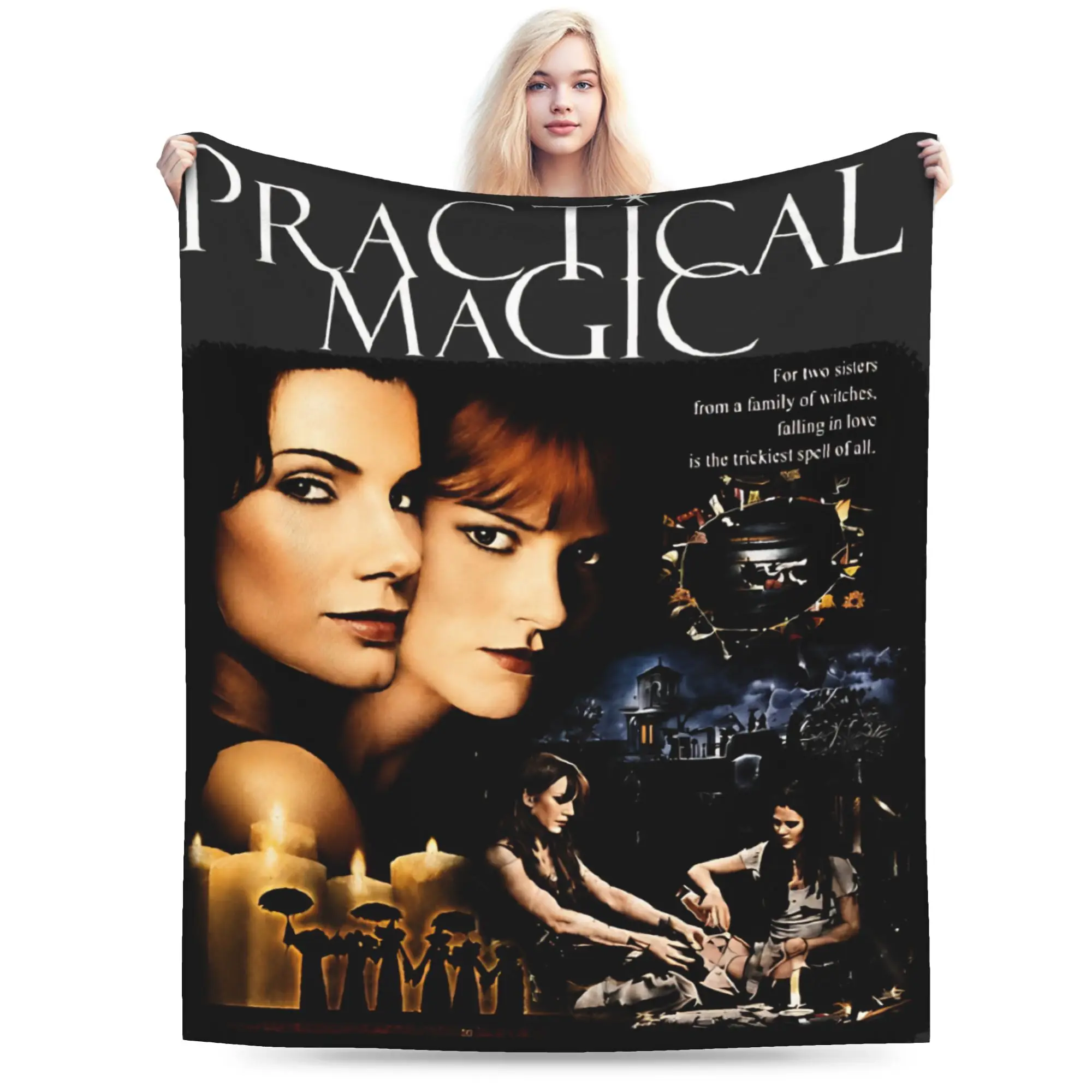 Practical Magic Witch Sisters Witchcraft Spellcasting Occult Gothic Blanket Flannel   Throw Blankets for Sofa Rug Piece