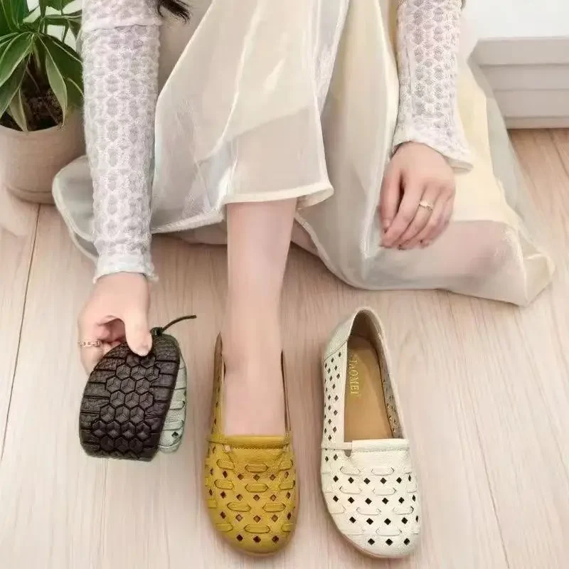 

Лаконичные однотонные женские туфли на плоской подошве, летние удобные женские туфли на плоской подошве без шнуровки, прогулочная женская обувь на плоской подошве