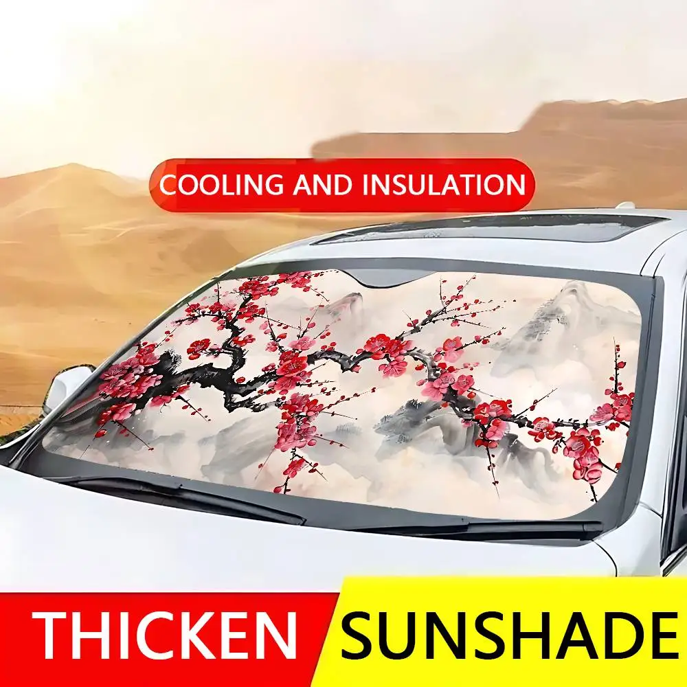 الصينية زهرة البرقوق مظلة السيارات الستائر غطاء الزجاج الأمامي نافذة السيارة الشمس الظل السيارات قناع اكسسوارات السيارات #6