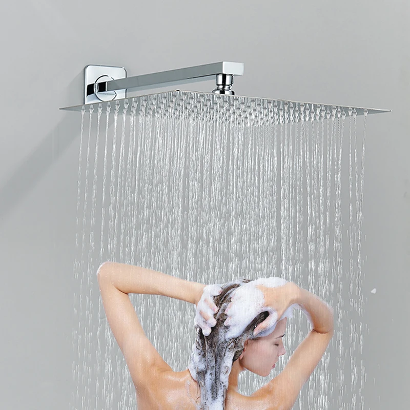 Chrome 8’/16’ Concealed Shower Faucet Set Embedded Cartridge Faucet Rainfall Shower Head Rotate/Waterfall Bath Spout Mixer Tap